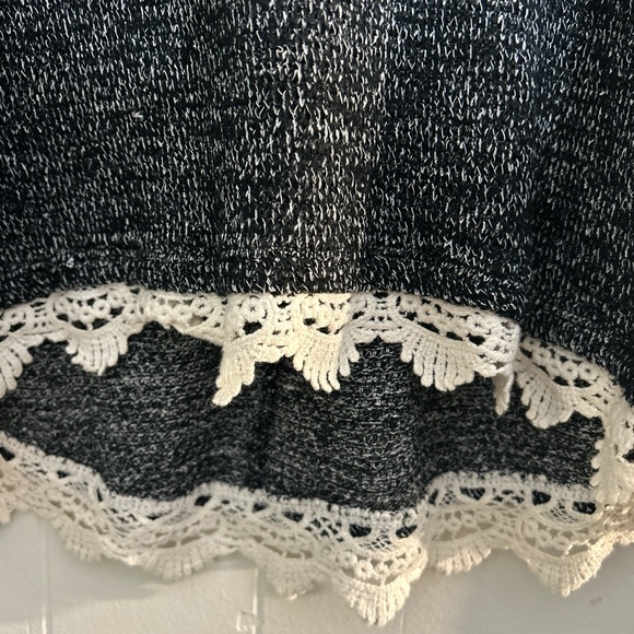 Mossimo Lightweight Gray Knit Sweater w/ Lace Trim - Back Tie & Keyhole - Size L - Picture 2 of 6